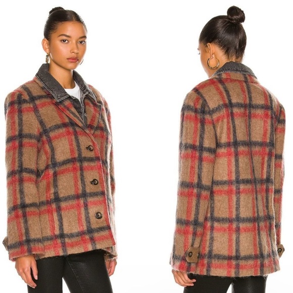 JONATHAN SIMKHAI Grace Blazer in Camel, Red, & Black - Picture 10 of 10